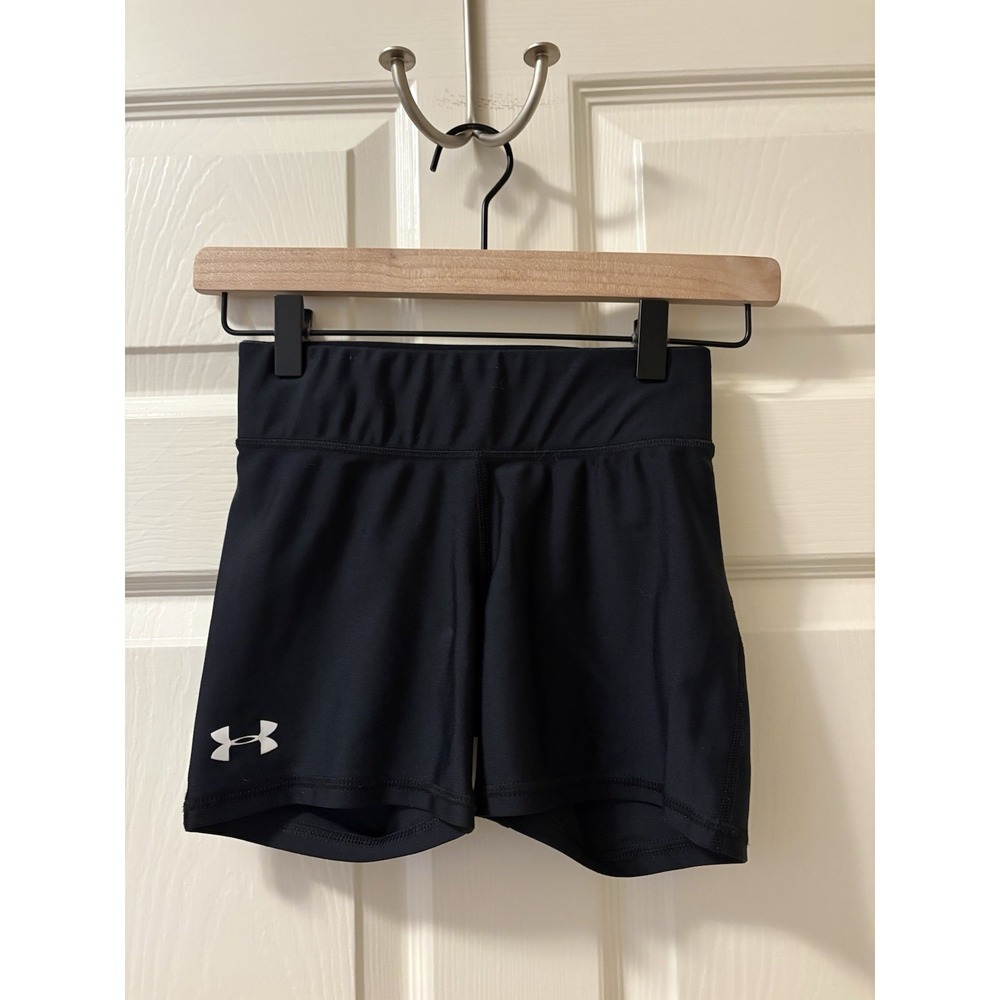Under Armour HeatGear Girls Fitted Compression Shorts Black YMD